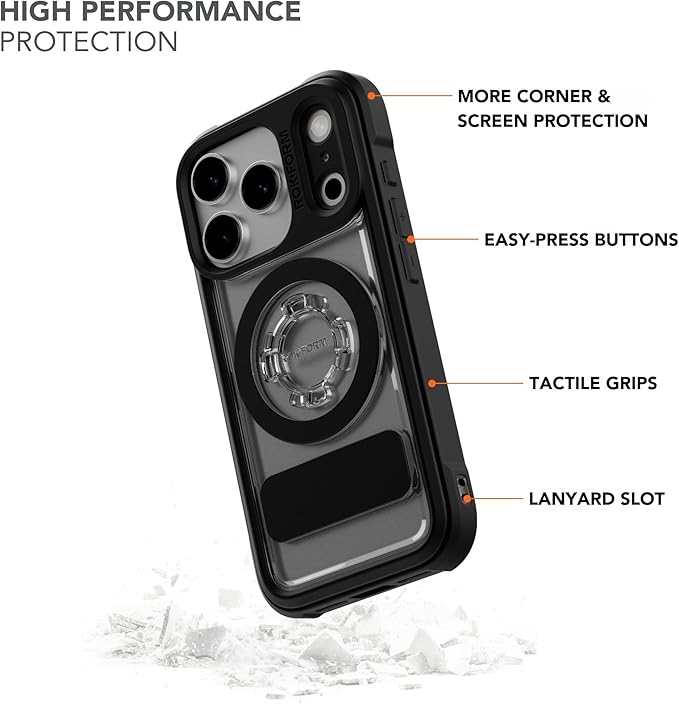 Rokform Crystal Case Compatible with iPhone 17 Pro, Magnetic Cover (Clear)