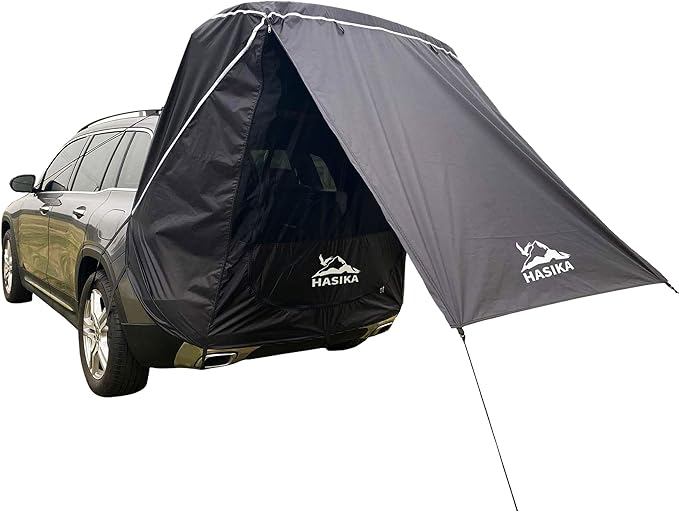 Hasika SUV Tailgate Tent - Universal Car Camping Awning, 3000mm Waterproof & UPF 50+ - Portable Hatchback Tent Privacy Shelter for SUV, CUV, Minivan - Easy Setup Road Trip Essentials Black Small