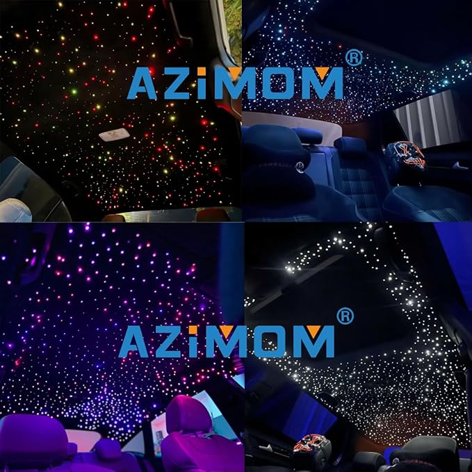 AZIMOM 6LED Colorful Fiber Optic Starlight Headliner Kits Fiber 240pcs*0.03in*6.5ft Strands APP& Remote Control Mix Color Chase Timing Fiber Optic Star Light for Car Home Sky Star Decoration