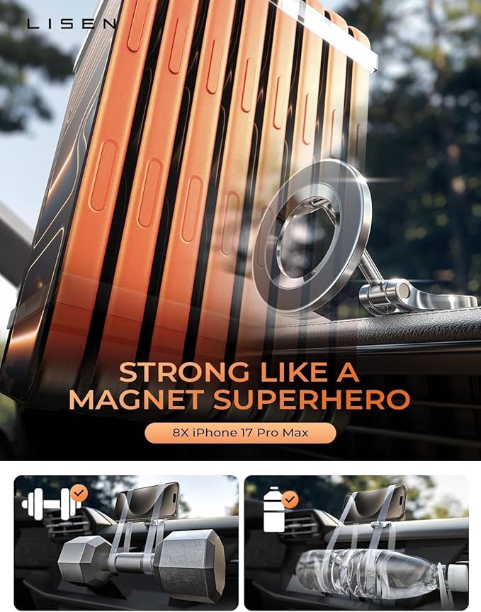 LISEN for MagSafe Car Mount for iPhone 17 Pro Max [24 Strong Magnets] Classic Magnetic Phone Holder for Car Dashboard Magnet Phone Mount Car Cell Phone Holder for iPhone 17 Pro Max Air 16 15 14 13 12