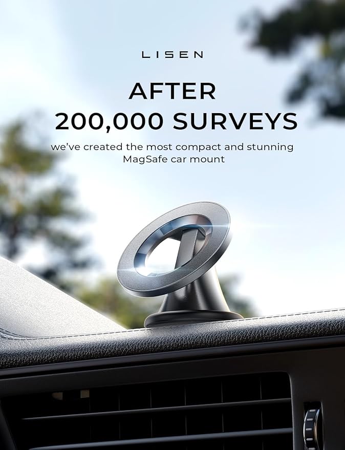 LISEN for Magsafe Car Mount, Mini 360° Rotating Magnetic Phone Holder for Car Dash, Magnetic Phone Mount, Car Accessories for Women Men, Rotatable Holder for iPhone 17 Pro Max Air 16 15 14 13 Kits