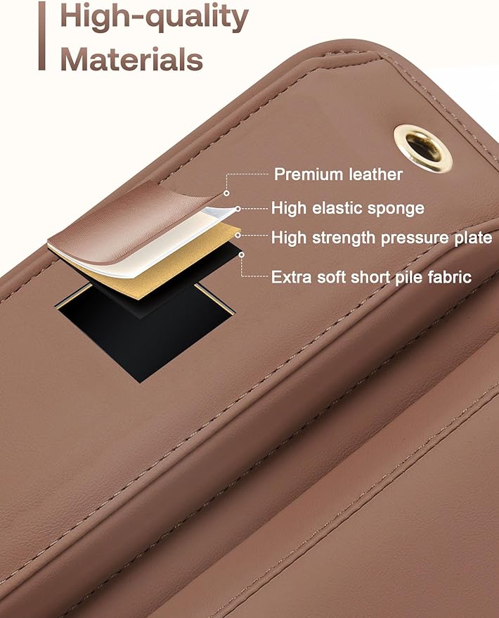 Premium Leather Car Seat Gap Filler Organizer (0.2”-1.2" Gaps), Clever Gifts for Car SUV Truck Owners (Brown, 1 Pack)