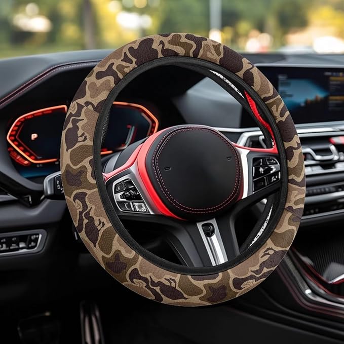 SEANATIVE Duck Camo Car Steering Wheel Cover, Easy to Disassemble, Non-Slip Soft Steering Wheel Cover, Universal Auto Decor Accessiores
