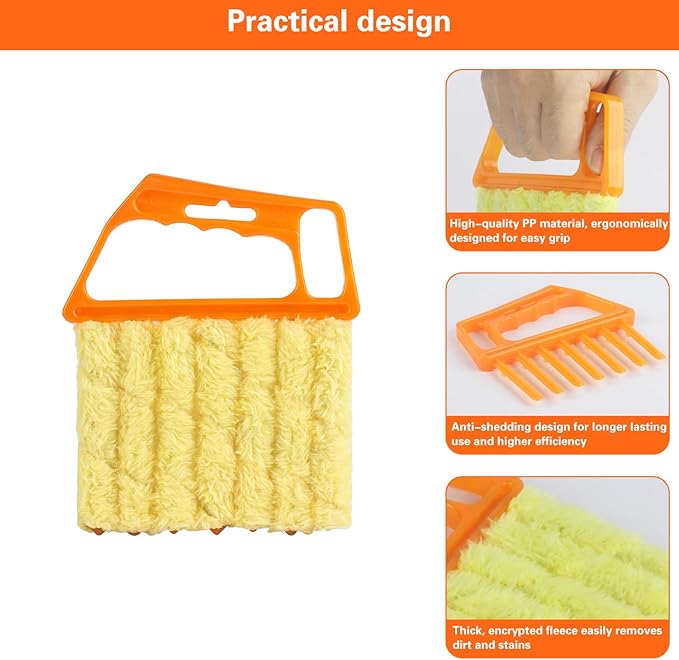 10-Pack Window Blind Cleaner Set: Includes 1× 7-Finger Detail Brush, 1× Shutter Cleaning Brush, and Replacement Heads. Efficient for Blinds, Vents, Keyboards, and More.