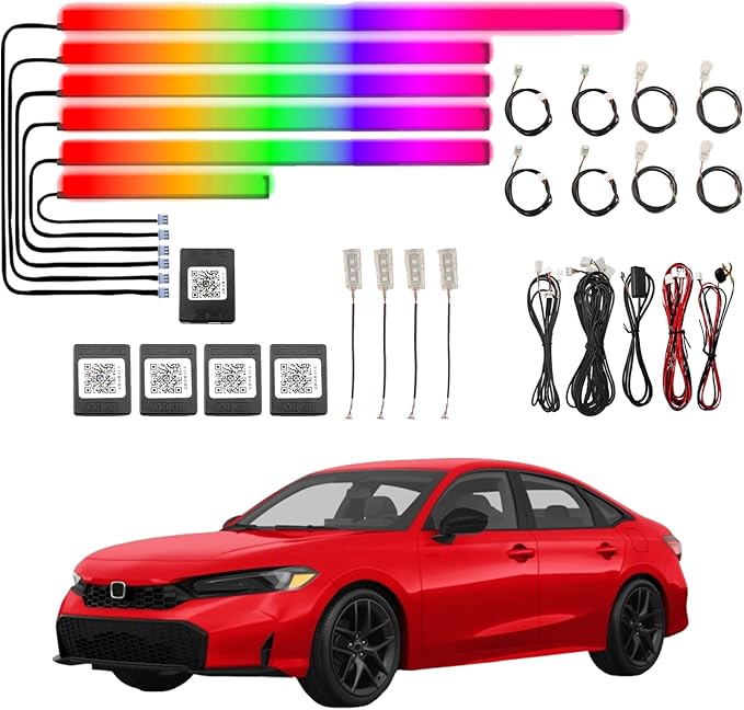 Acrylic LED Lights Interior, 18 in One LED Ambient Lighting Car Kit for Honda Civic 2025,2026, with Wireless APP Control and Synchronized Music