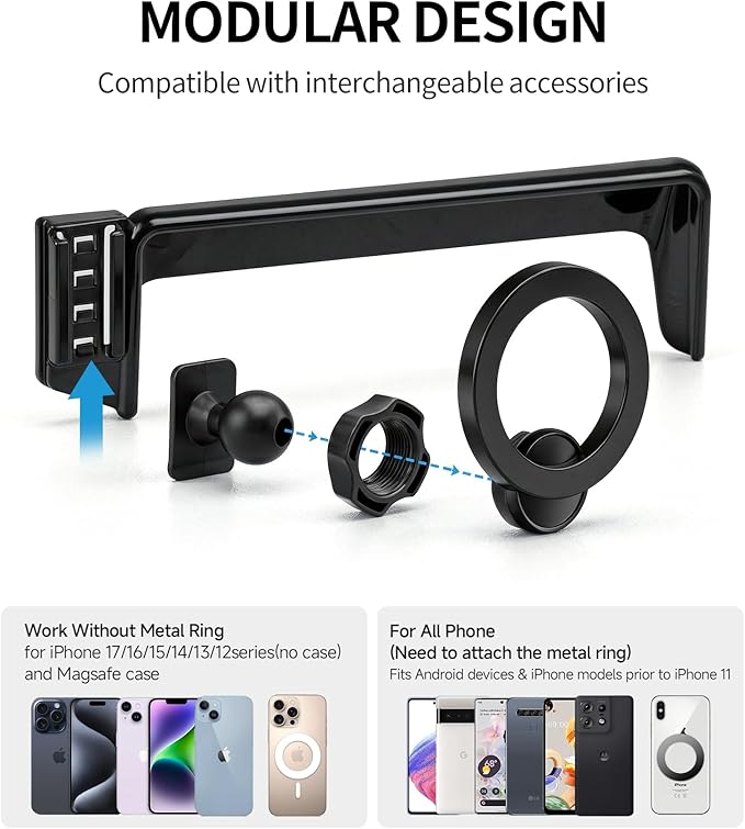 MaserWeller Car Phone Holder for Honda Passport/Pilot 2026 Accessories 12.3-Inch Screen Fixed Clip, 360° Rotation Phone Mount Compatible with MagSafe, Cell Phone Holder that Does Not Affect Air Vent