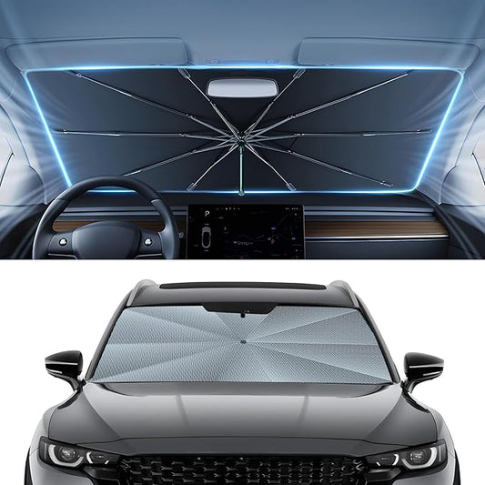 Autorder Windshield Sun Shade Umbrella for 2023-2026 Mazda CX-50 CX50 Accessories,Upgraded Ice Crystal Material,Easy Setup Umbrella Sunshade for Car Windshield,100% Sun Blocking