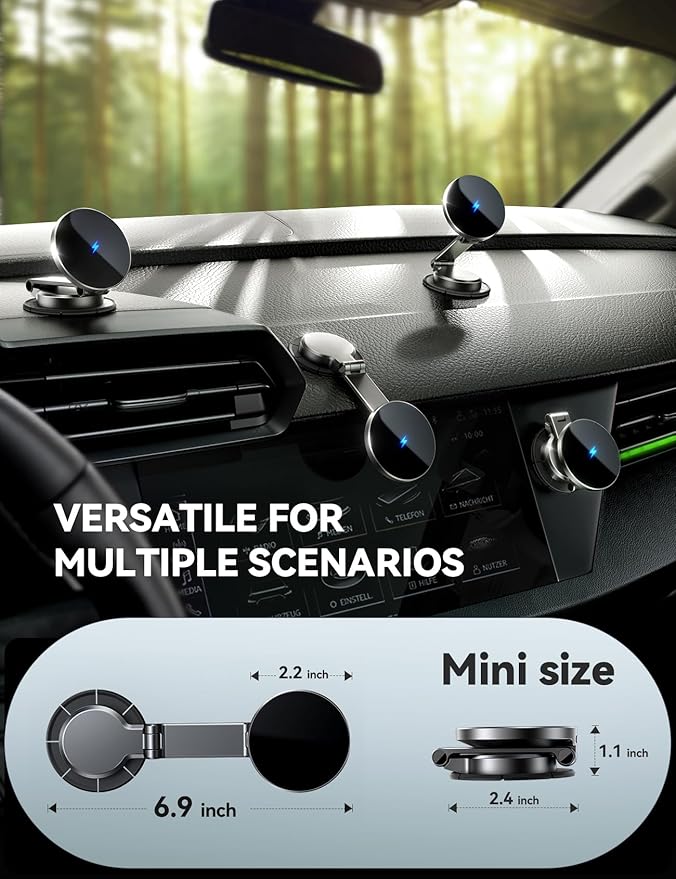 JOYROOM All-Metal MagSafe Car Mount Charger,15W Fast MagSafe Car Charger, Hands Free Magsafe Car Mount Dashboard for iPhone 17 Pro Max Air/16 15 14 13 12 Pro Max Plus, Black