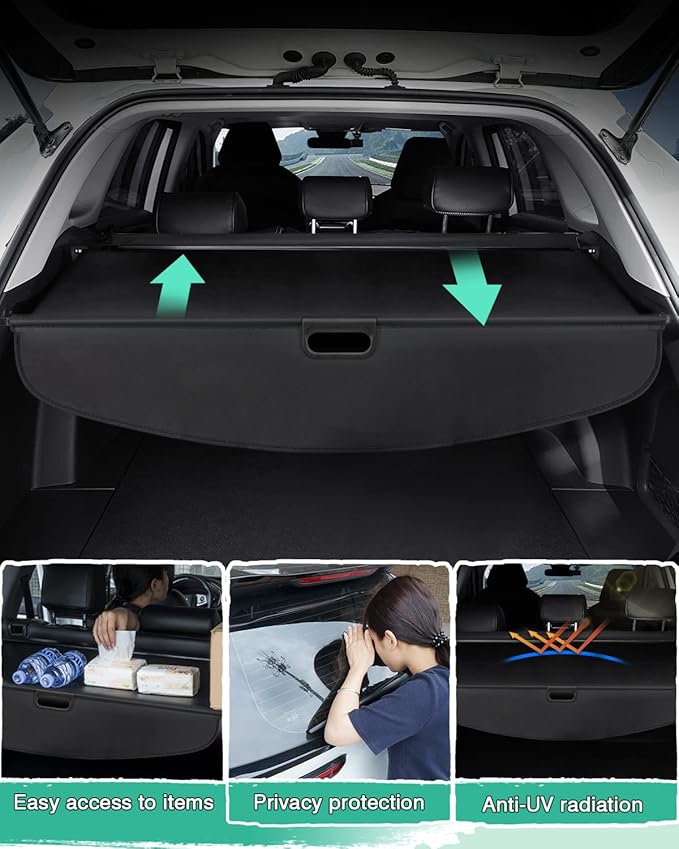 Powerty Retractable Cargo Cover for 2019-2025 2026 Acura RDX, Canvas Texture Trunk Cover Privacy Screen Rear Security Shade for RDX Accessories (with Extented Cover)