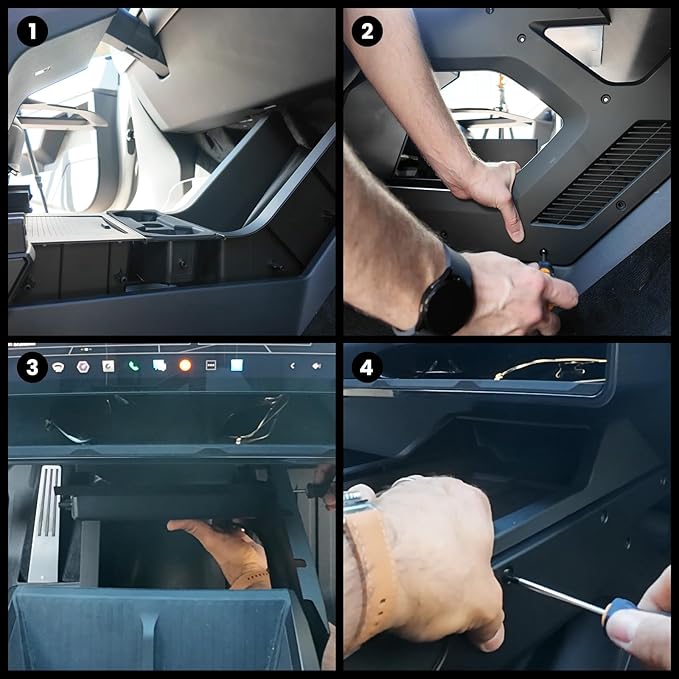 Cyber Truck Center Console Organizer 2023–2026, Double-Layer Lower Tray Storage Box System, Custom Fit Interior Cyber Truck Accessories