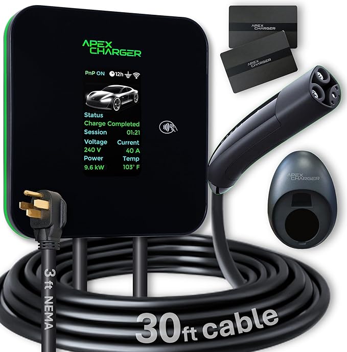 MACH 2. NACS/Tesla Connector. Fast Level 2 EV Charger 48 amp Garage-pro wall-Mount. Electric Vehicle Charging Station 4 Nema 14-50 Outlet & Hardwired. Key Accessories: 30ft Cable, 5-Year Coverage