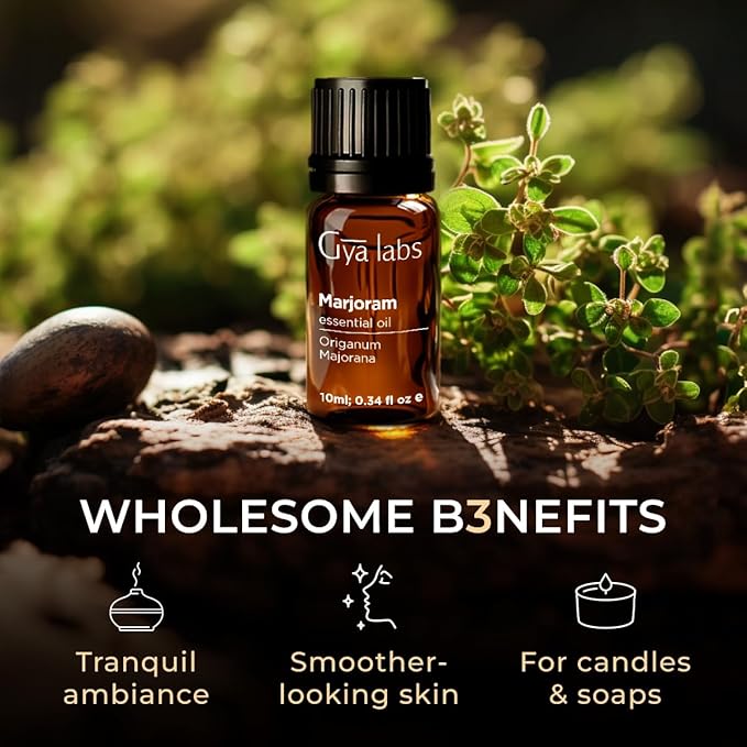 100% Pure Marjoram Essential Oil - 0.34 Fl Oz - Marjoram Oil for Hair, Skin, Diffuser, Aromatherapy & DIY Candle Making Scent