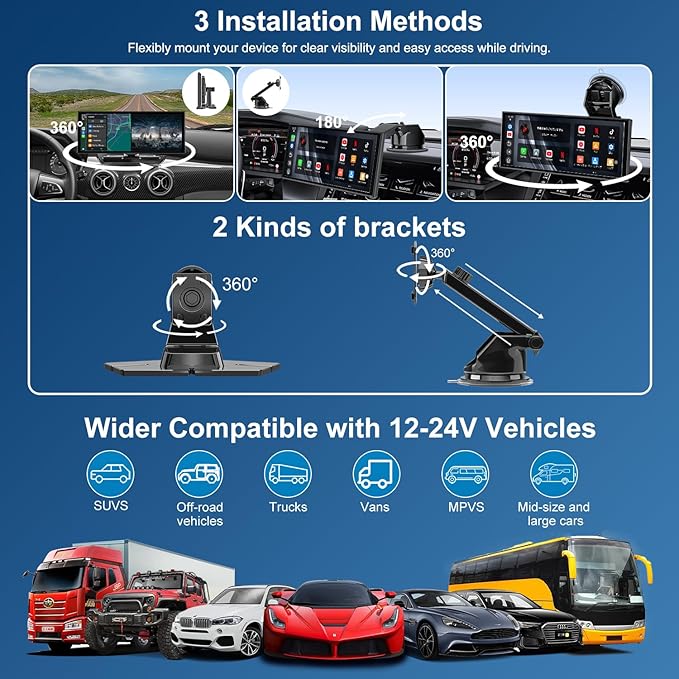 Upgraded 11" CarPlay Screen for Car, Built-in Net-Flix/YouTube/TikTok and Other Apps (No Mirroring Needed), Wireless Car Stereo for Apple Carplay & Android Auto with HD Backup Camera,OTA Updates
