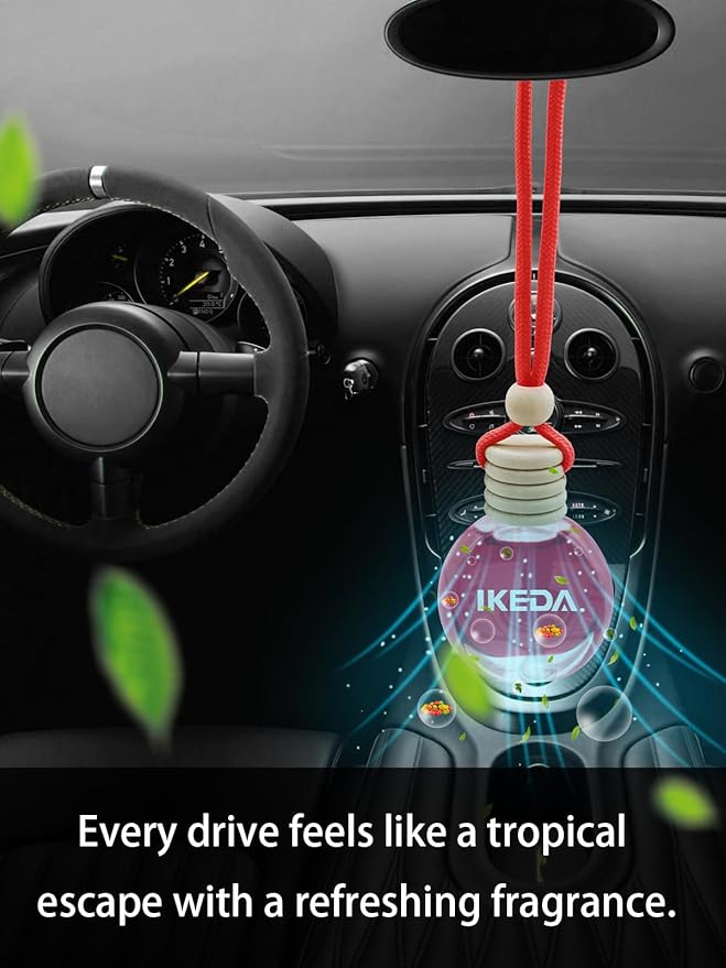 Ikeda Car Air Freshener: Hanging Car Smell Air Freshener | 10ml Hanging Car Perfume | Long Lasting Fragrance | Strong Scents Diffuser for Auto Home (Bubble gum)