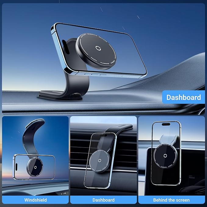This Hill Magnetic Car Phone Holder, Bendable Aluminum Arm Car Magnet Phone Mount【18 Strong Magnets】 Magnetic Phone Holder for Car Dashboard/Windshield, Compatible with iPhone 17 16 15 14 13 12 Series