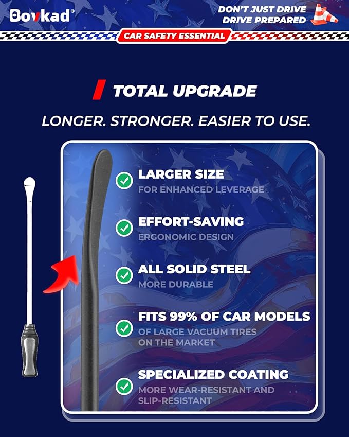 32'' Heavy Duty Tubeless Truck Tire Iron and 32'' Tire Hammer Tire Bead Breaker Tool, Oversized Solid Steel Mount/Demount Tire Spoons Bars, Essential Tire Removal Tool for Car, SUV & Truck