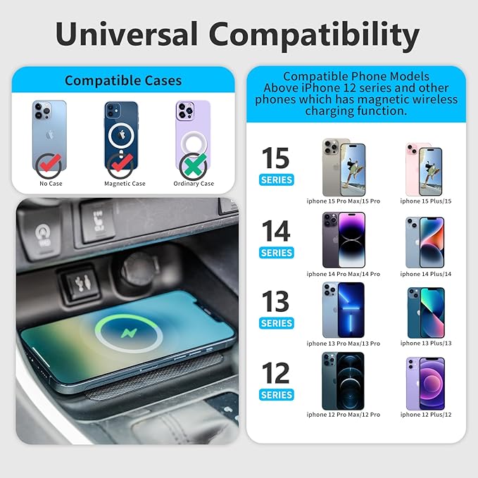 Xipoo Wireless Charger Compatible with 2014-2021 Toyota Tundra Wireless Charger Magnetic Charging Tray Pad Replacement for 2014-2021 Toyota Tundra Accessories