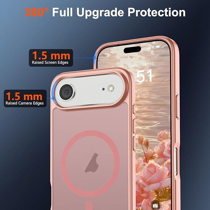SUPFINE Magnetic for iPhone Air Case (Compatible with MagSafe)(Military Grade Drop Protection) Slim Translucent Matte Shockproof with Anti-Fingerprint Phone Cover for 17 Air,Pink
