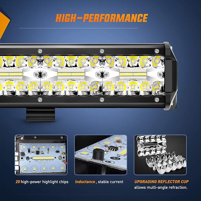 Nilight 37Inch 780W LED Light Bar Triple Row Flood Spot Combo 78000LM Driving Off Road Lights with 12V Wiring Harness Kit for Truck Tractor Trailer Pickup SUV 4x4 Van Camper,2 Years Warranty