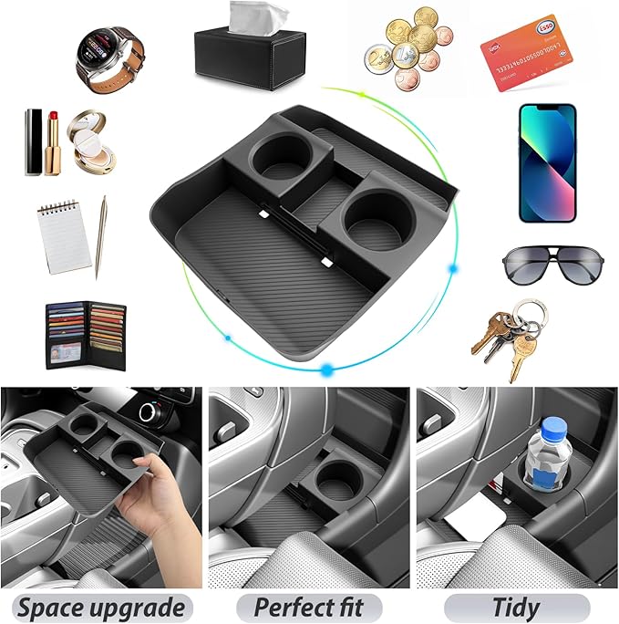 SKTU for 2026 Hyundai Palisade Center Console Organizer for 2026+ Hyundai Palisade Lower Console Tray Hyundai Palisade 2026 Accessories Under Console Tray with Cup Holder
