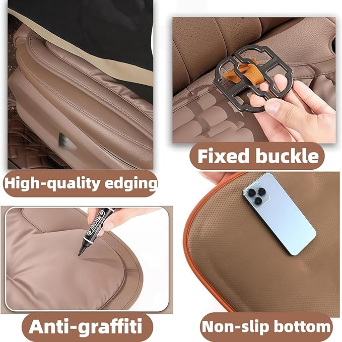 Car Seat Cushion, 2025 New Skin-Friendly Leather Seat Cushions, Breathable Dirt-Repellent Memory Foam Pad for Most Auto & Office Chairs (Red)