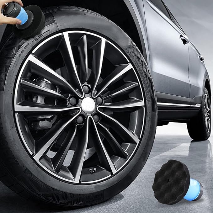 Tire Shine Applicator with 2 Detachable Foam Applicator Pads for Car Cleaning and Fine Polishing Reusable Tire Dressing Applicator for Car Truck SUV Motorcycle