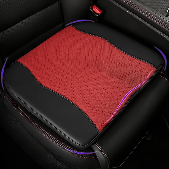 Car Seat Cushion,Thickened Comfort Memory Foam Seat Cushions for Car and Office Chair - Sciatica & Lower Back Pain Relief, Driver Seat Pillow for Auto, Office Chair, Wheelchair Pad-Black Red