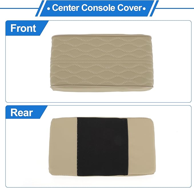 Center Console Cushion Pad 12.59"x6.69" Center Console Cover Armrest Seat Box Cover Faux Leather Beige
