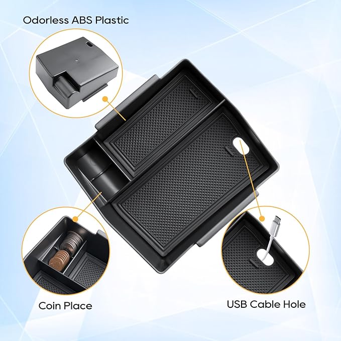 LFOTPP Forester Center Console Organizer for 2025 Forester Accessories, Armrest Storage Box+Silicone Cup Holder+Hidden Box+Wireless Charging Protective Pad Non-Slip Mat 4Pcs,NOT for 2025 Wilderness