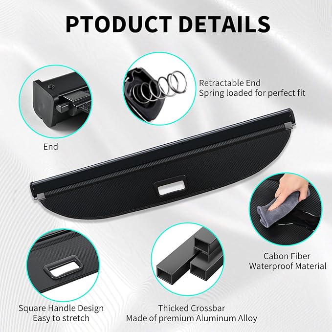 Tecoom Cargo Cover fit for Chevy Trax Accessories 2024, Retractable Rear Trunk Cover Luggage Security Shade, Anti-Peeping Privacy Screen Protector, Carbon Fiber Texture