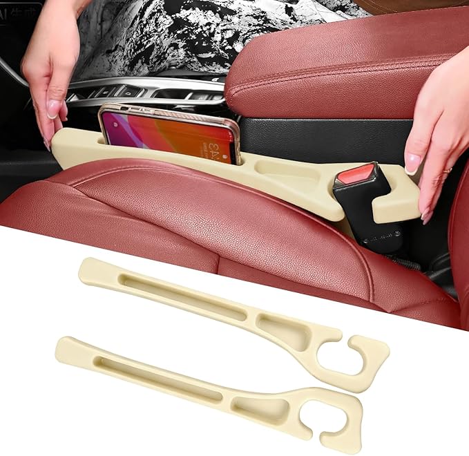 7F Car Seat Gap Filler, Organiser Between Seat and Centre Console, Universal Car Accessories, Fit SUV Truck Storage Beige