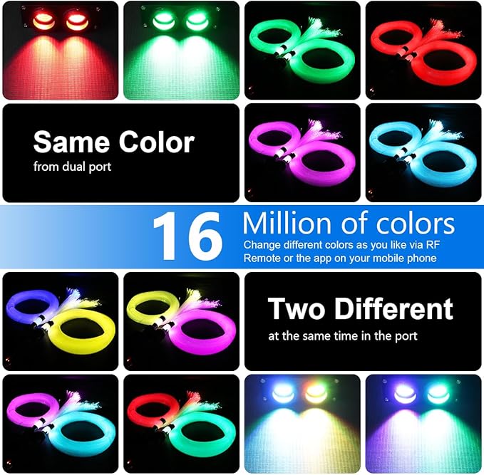 AZIMOM Dual Color 32W 1100pcs Fiber Optic Starlight Headliner Kits 0.03in 13.1ft Strands,RGB Meteor Shooting Star,Sound Activated Remote APP Control IndoorHome Car Headliner Décor