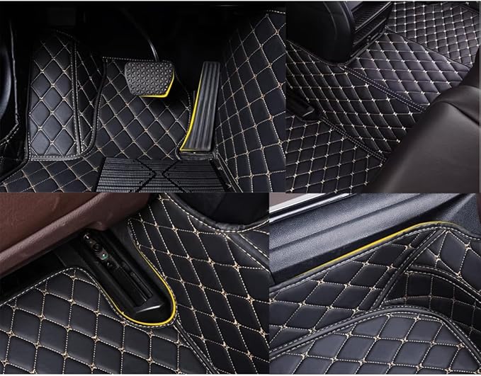 Custom Personalized Floor Mats for Cars，Luxury Full Coverage All Weather Car Floor Mats，Anti-Slip Leather Car Mat Set ，Custom Floor Mats for 99% of Cars, Trucks & SUVs (Green)