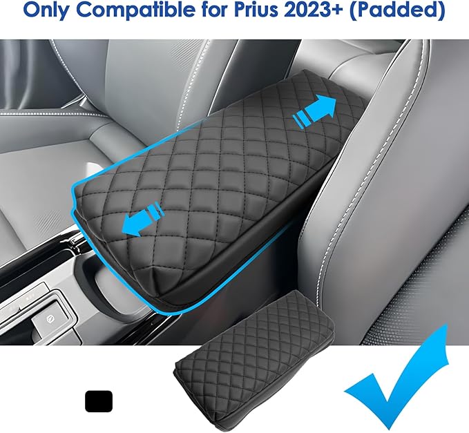 2023 2024 2025 2026 Prius Center Console Cover for Toyota Prius (LE/XLE/Limited/Nightshade Edition), Waterproof&Comfy Leather Cushion Armrest Cover 2026 2025 Prius Accessories (Leather-Padded)
