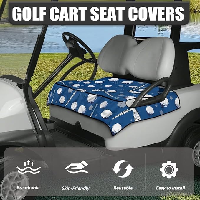 Biyejit Golf Cart Seat Covers with 4 Pockets Golf Cart Seat Towel Blanket Fits 2-Seat Golf Carts, Golf Cart Accessories