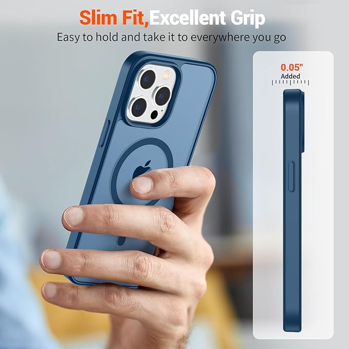 SUPFINE Magnetic for iPhone 12 Pro Max Case (Compatible with MagSafe) (Military Grade Drop Protection) Translucent Matte Shockproof Phone Cover,Deep Blue