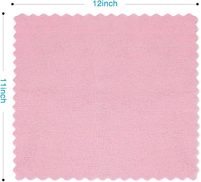 Orighty Microfiber Cleaning Cloth, 24 Pack Highly Absorbent Cleaning Supplies, Reusable Clean Rags for House, Microfiber Cloth for Kitchen, Window, Car Care, 11.5x11.5 inch Pink