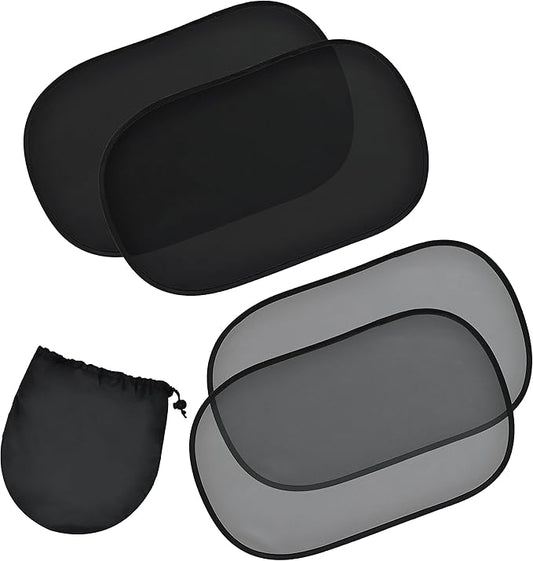 EcoNour Car Window Shades for Baby (4 Pack) | Protects Baby from Window Sun & Heat | Sun Shade Side Windows for Kids | Automotive Sun Protection from UV | Child Safety Accessories | Medium - 20"x12"