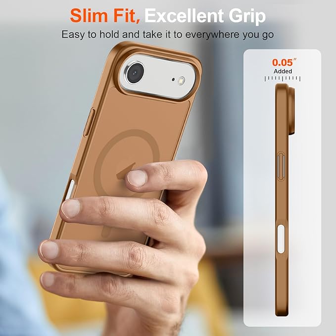 SUPFINE Magnetic for iPhone Air Case (Compatible with MagSafe)(Military Grade Drop Protection) Slim Translucent Matte Shockproof with Anti-Fingerprint Phone Cover for 17 Air,Brown
