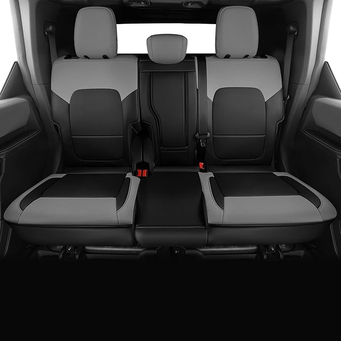 Red Rain Ford Leather Auto Seat Cushion Customized Fit for Ford Bronco Seat Cover 4 Door 2025 2024 2023 2022 2021 Black and Grey Interior Accessories (Bronco 4Door-Black+Grey)