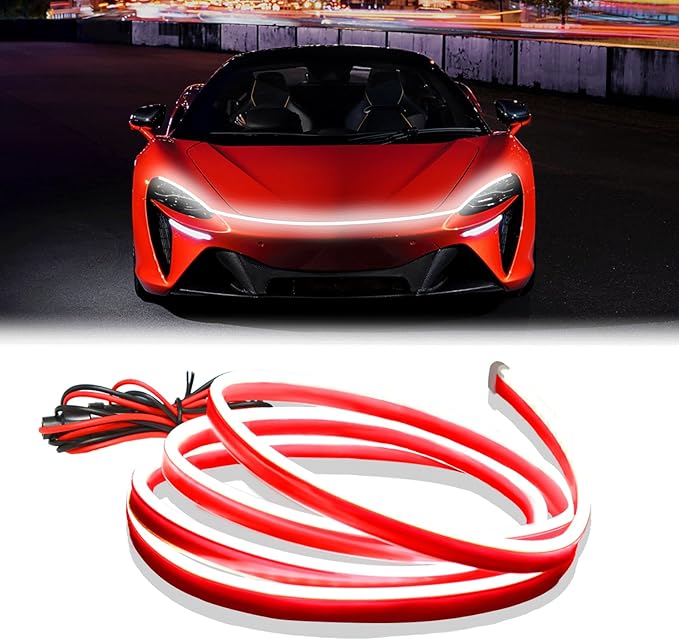 DIBMS 71-inch High-Brightness Car Hood Gap LED Light Strip - Daytime Running Lights Universal Auto Exterior Decor Accessories (White)