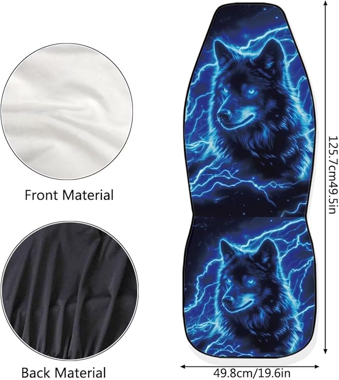 Cool Wolf Car Seat Covers 2 Pcs Stretch Polyester Fabric Cover Breathable Car Seat Cover Easy Installation Universal Size Fit for Most Cars SUVs