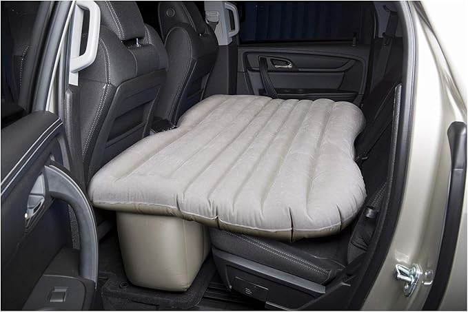 Pittman Outdoors Backseat Bed Air Mattress – 55” Rear Seat Air Mattress for Mid Size Trucks, Vans & Large SUV – Includes Pump, Pillow & Storage Bag – Inflatable Back Seat Air Mattress – DarkTan