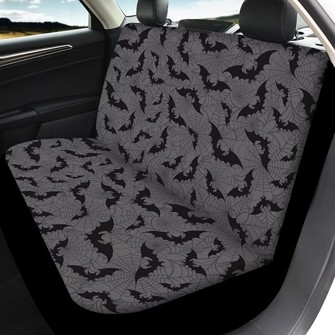 KEIAHUAN Black Bats Halloween Car Seat Covers for Men Front Seat Rear Backrest Cover Universal Car Interior Accessories Decoration Fit Most Vehicle Truck,SUV
