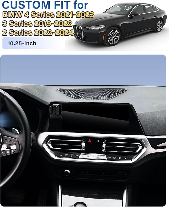 Phone Holder for BMW 4 Series 2021-2023/3 Series 2019-2022/2 Series 2022-2024 Accessories 10.25-Inch Screen, Car Magnetic Phone Mount Compatible with MagSafe, Magnets Fast Wireless Charger Phone Base