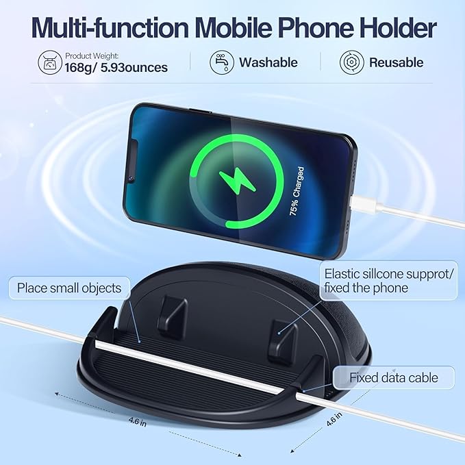 Loncaster 2 Pack Dashboard Car Phone Holder Mount, Universal Cell Phone Automobile Cradles Ultra Stable Slip Free Hands Free Car Accessories Compatible for iPhone, Most Smartphones and GPS