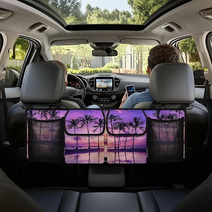 Purple Palm Trunk Organizer with Removable Storage Bag-Collapsible Multi Compartments Foldable Magnetic Cover Cargo Storage Suitable for Any Car, SUV, Truck, or Van