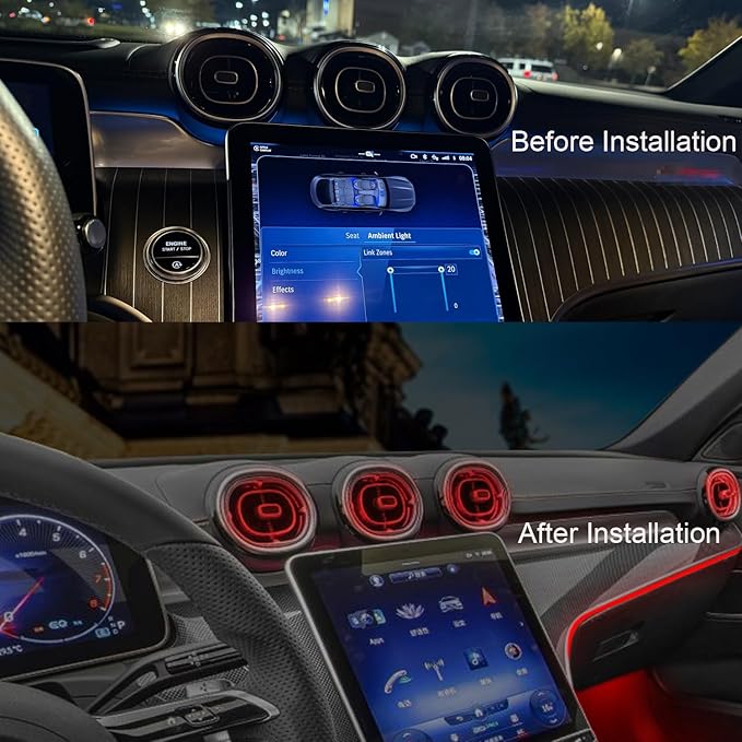 7pcs Turbine Air Vent LED Ambient Light Kit 64 Colors Replacement for Benz GLC Class X254 2023-2024year