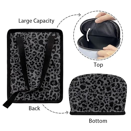 Black Leopard Car Trash Can with Lid, Cute Leakproof Car Trash Garbage Bag Hanging Vehicle Trash Bin Small Portable Automotive Garbage Cans Organizer for Back/Front Seat/Console