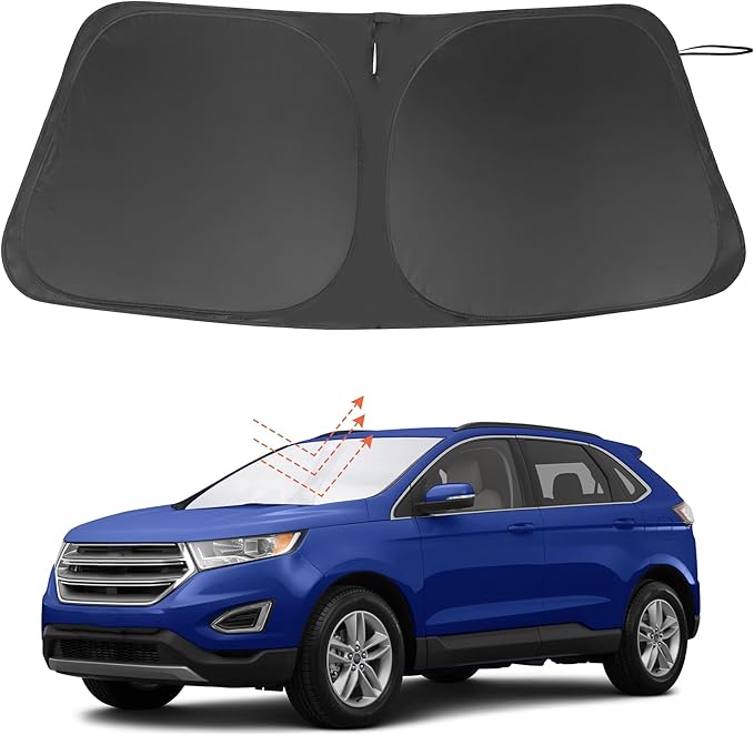 Windshield Sun Shade Custom Fit for 2015-2024 Ford Edge SUV Accessories Foldable Sunshade Sun Blocker Protect Car from Sun Rays & Heat Damage Keep Car Cooler